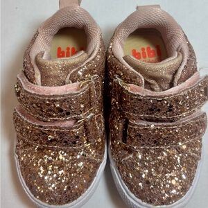 BiBi Glittery Rose Gold Kids Sneakers Sparkle Camellia